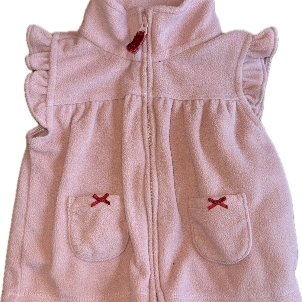 Carter's Pink Fleece Vest with Red Accents